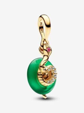 Pandora Snake Green Murano Glass Dangle Charm
